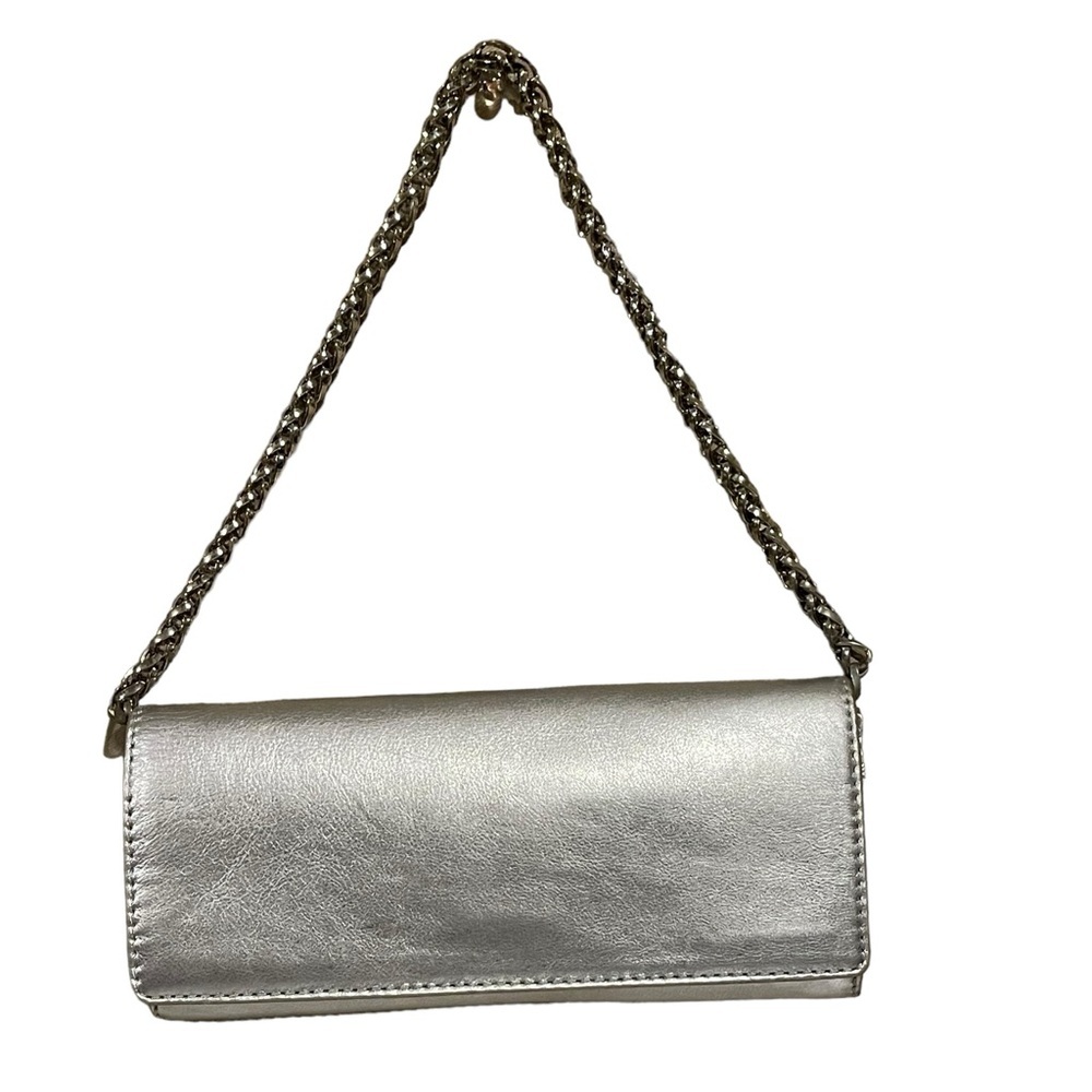 VTG - Vintage Hype Silver Leather Envelope Chain Handle Clutch